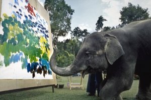 خلق نقاشی با کمک فیل‌ها